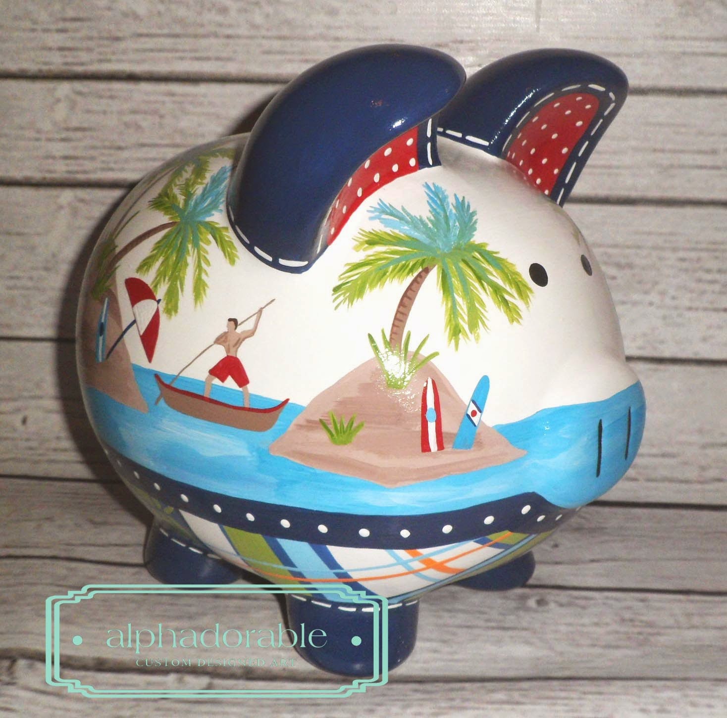 Alphadorable Custom Hand Painted Piggy Bank Designed To