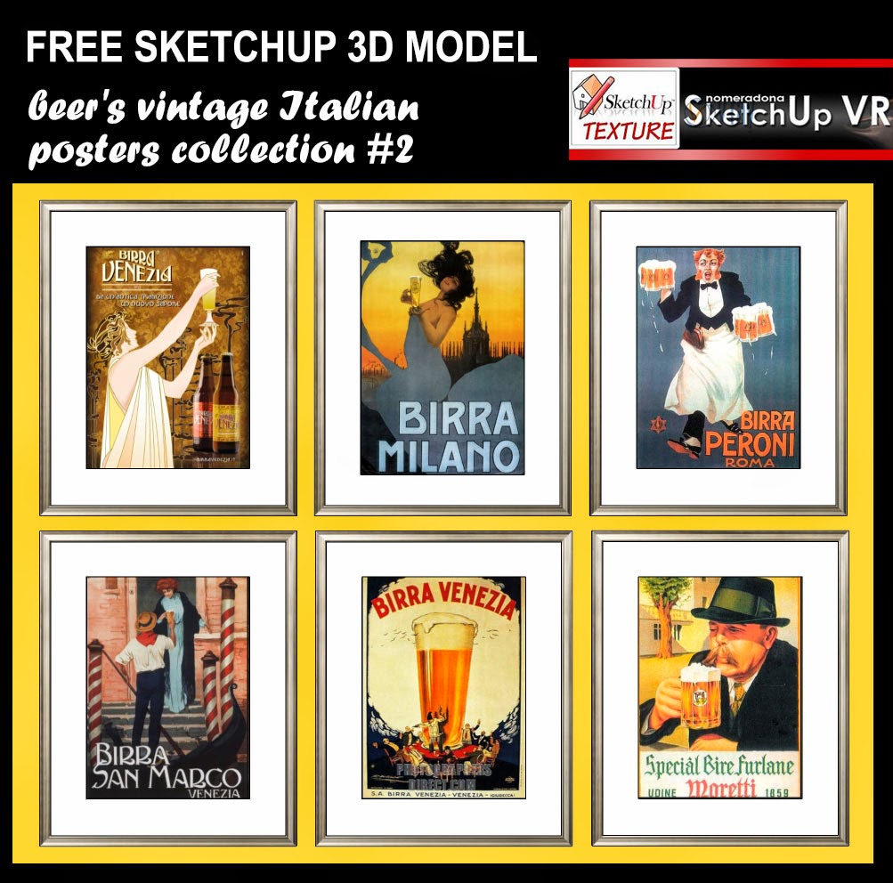Free 3d model Beer's vintage Italian posters pack 2 tutorial sketchup