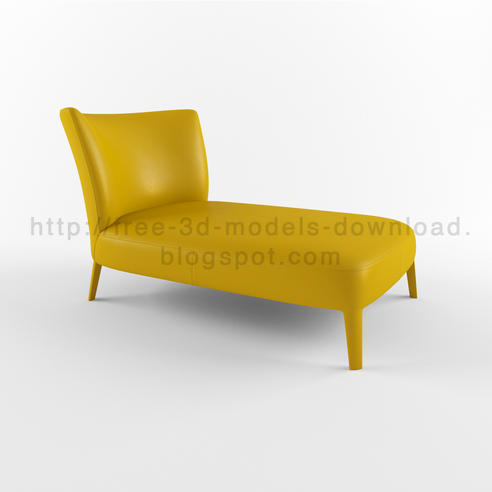 3d модель, 3d model, b&b, Febo Apta Collection, free download, furniture, Italia, leather, yellow, кушетка, скачать бесплатно, couch