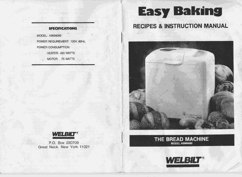 welbilt breadmaker manuals