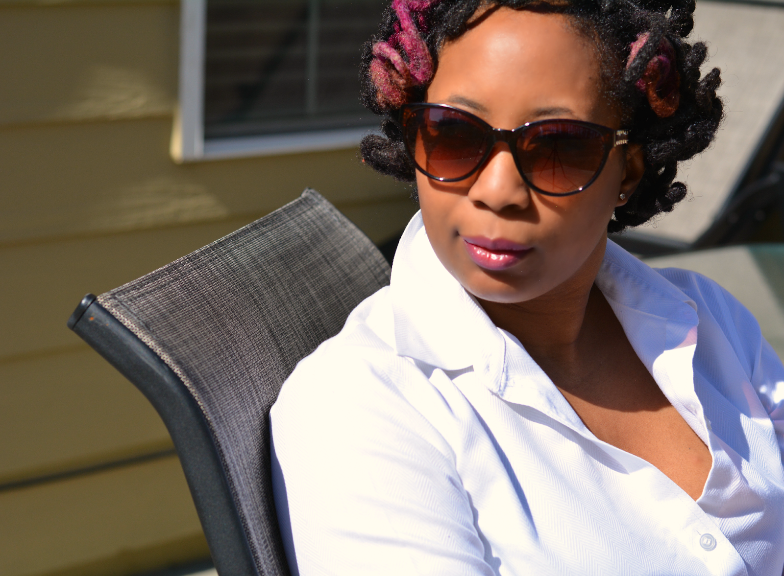 classic white shirt and sunglasses