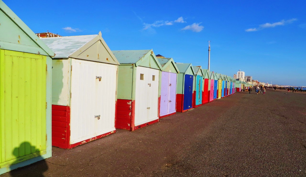 Brighton, Brighton Beach, England, UK, Sussex, Beach huts, colourful, colorful, winter