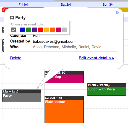 Google Calendar Event Color Choice