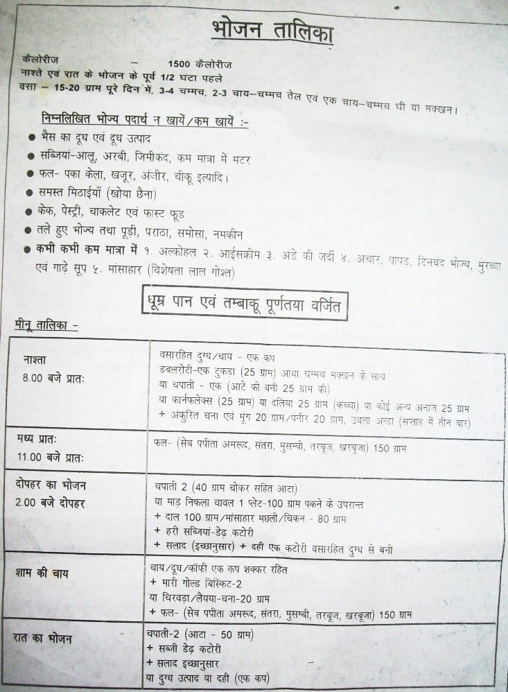 Diet Chart For Cholesterol Patient In Hindi