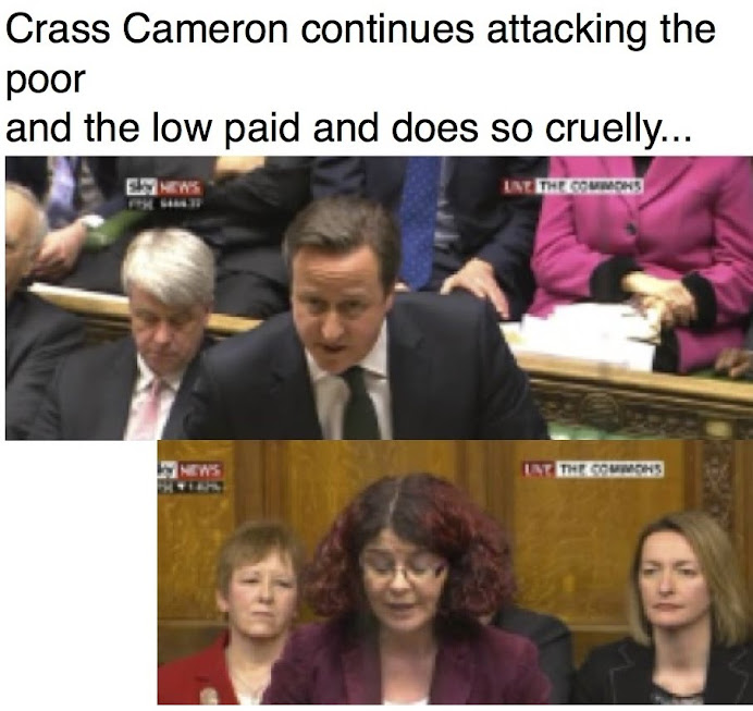 CRASS CAMERON attacks on poor continue unabated at PMQs