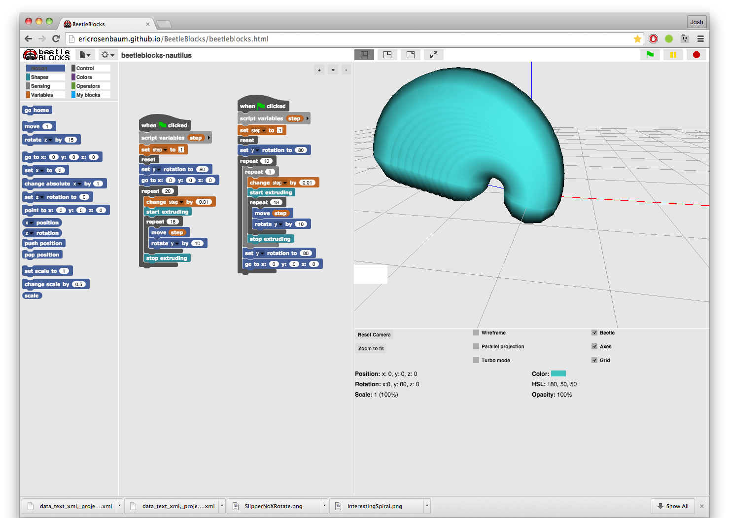 Programming Organic Shapes in Beetle Blocks for 3D Printing