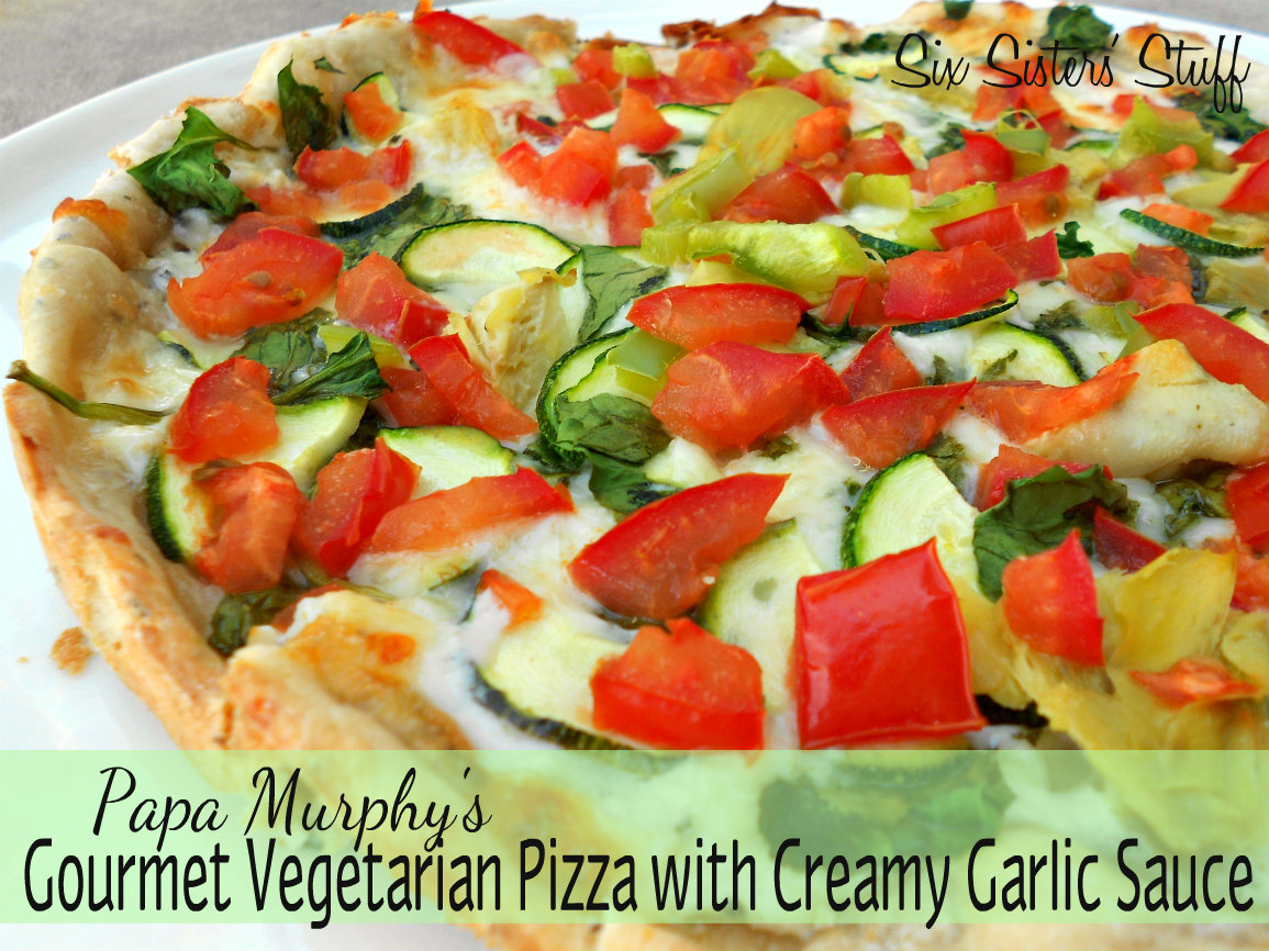 Papa Murphy's CopyCat Gourmet Vegetarian Pizza with Creamy Garlic