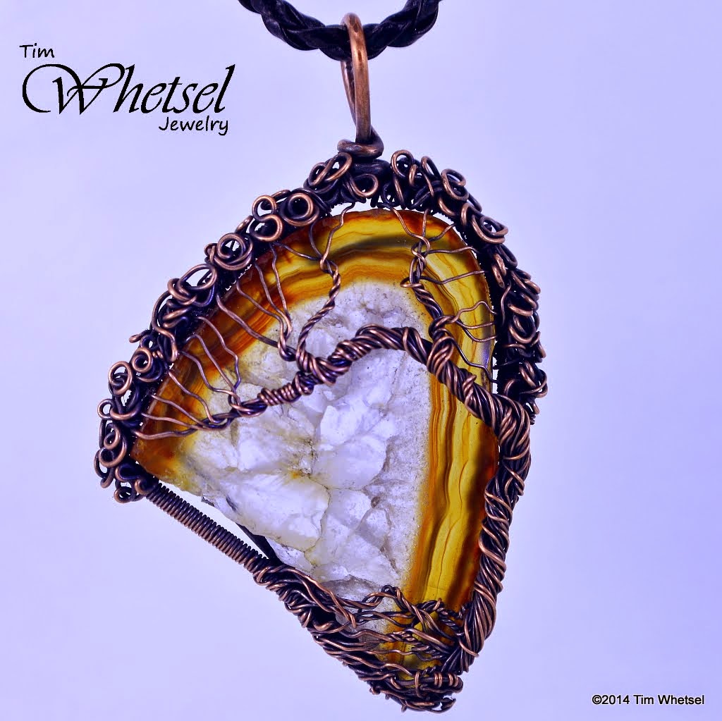 Wire Wrapped Crystal Agate Tree of Life Necklace Pendant - ©2014 Tim Whetsel Jewelry