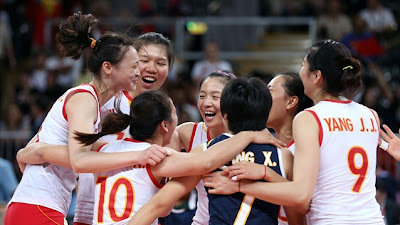 China celebrates winning the match against Republic of Korea