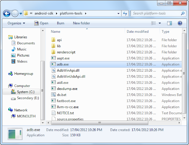 Launch a Command Prompt window in this folder by pressing and holding