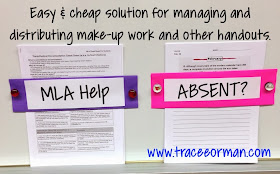 Easy classroom organization for make-up work and other handouts. www.traceeorman.com