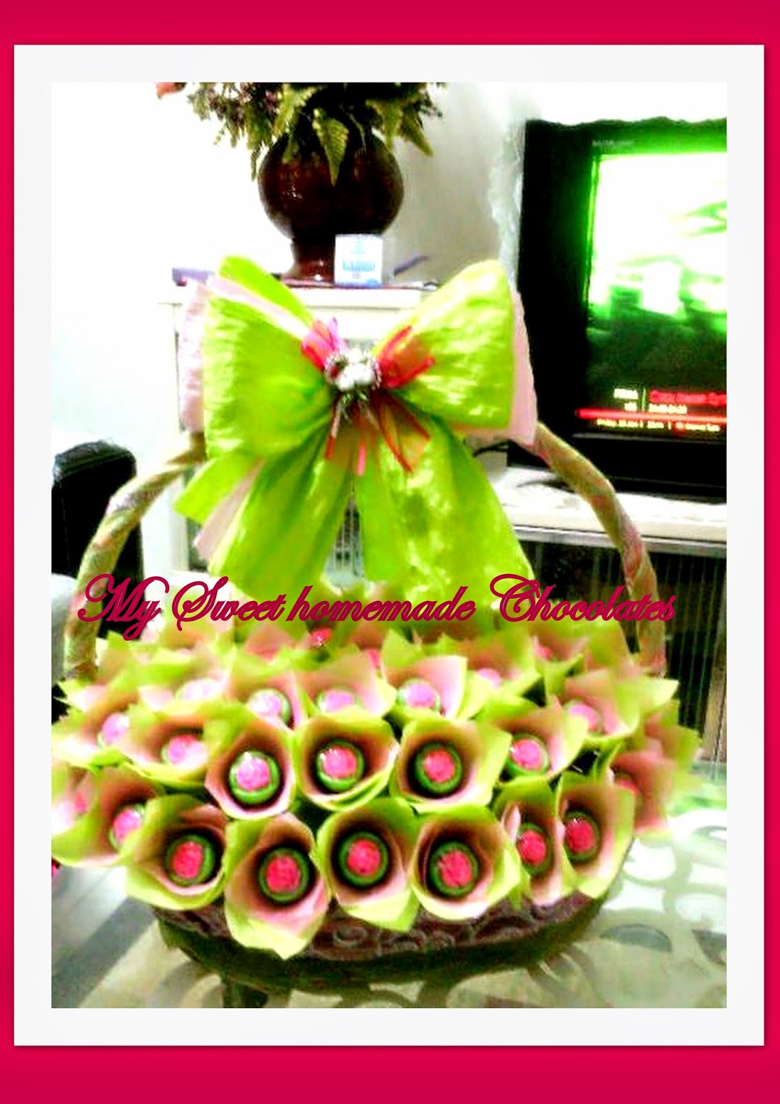 Sweet Homemade chocs: Bouquet coklat hantaran dalam bakul.. ;-)