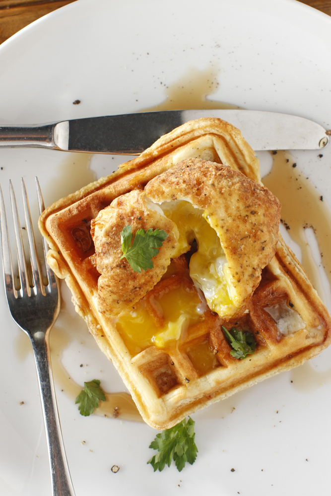 The Chubby Vegetarian Vegetarian "Chicken" + Waffles