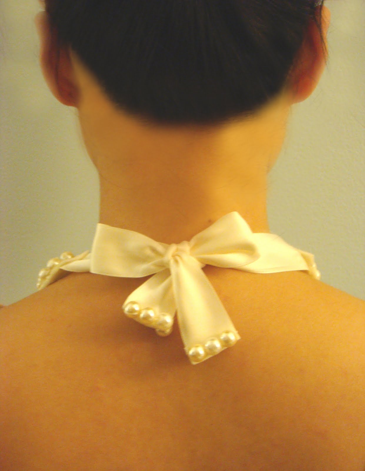 DSMeeBee DIY Pearl, Lace, Felt, and Ribbon Bib Necklace