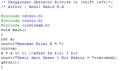 Bitwise Operators Example Program In C