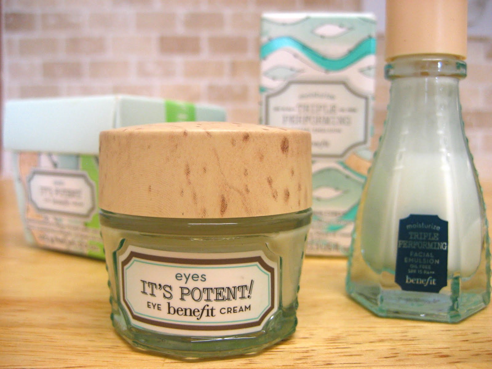 REVIEW Benefit It's Potent! Eye Cream & Triple Performing Facial Emulsion Charlottes