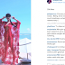 Foto Kebaya Transparan Jupe Julia Perez Pantai Bali Warna Merah Brokat Panjang