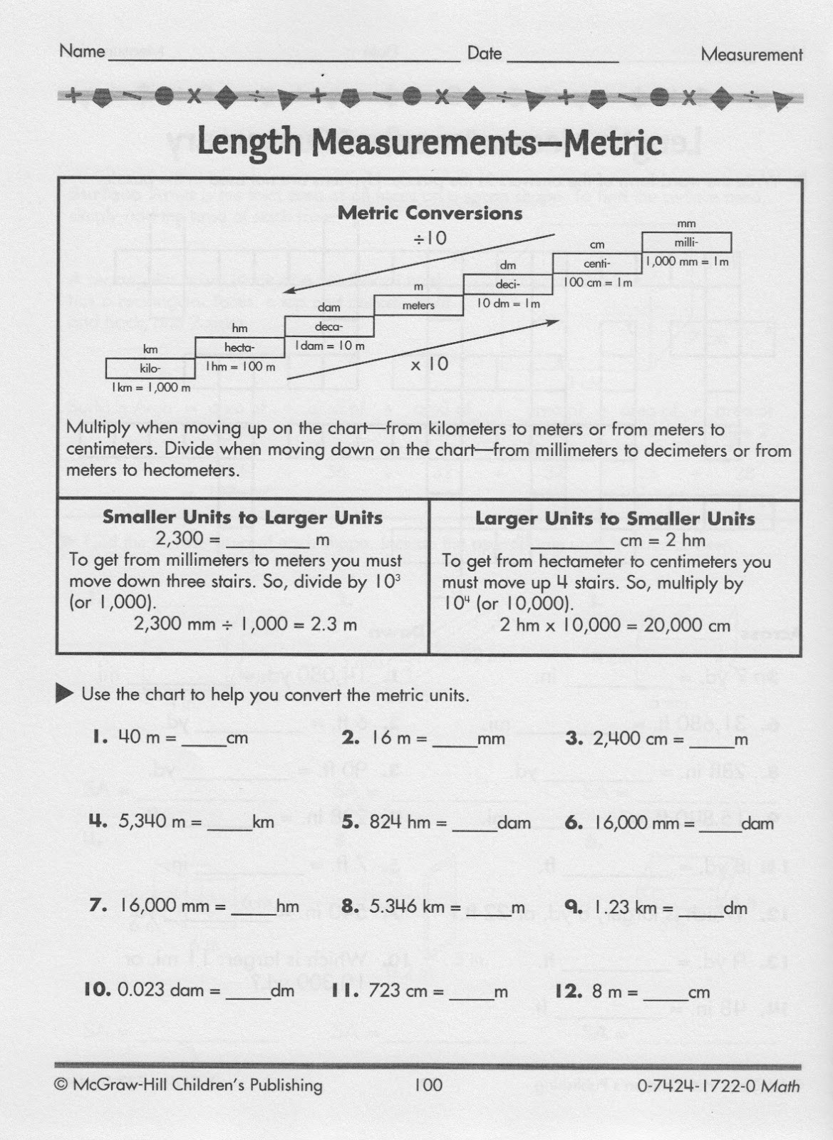 Unit conversion practice worksheet picture