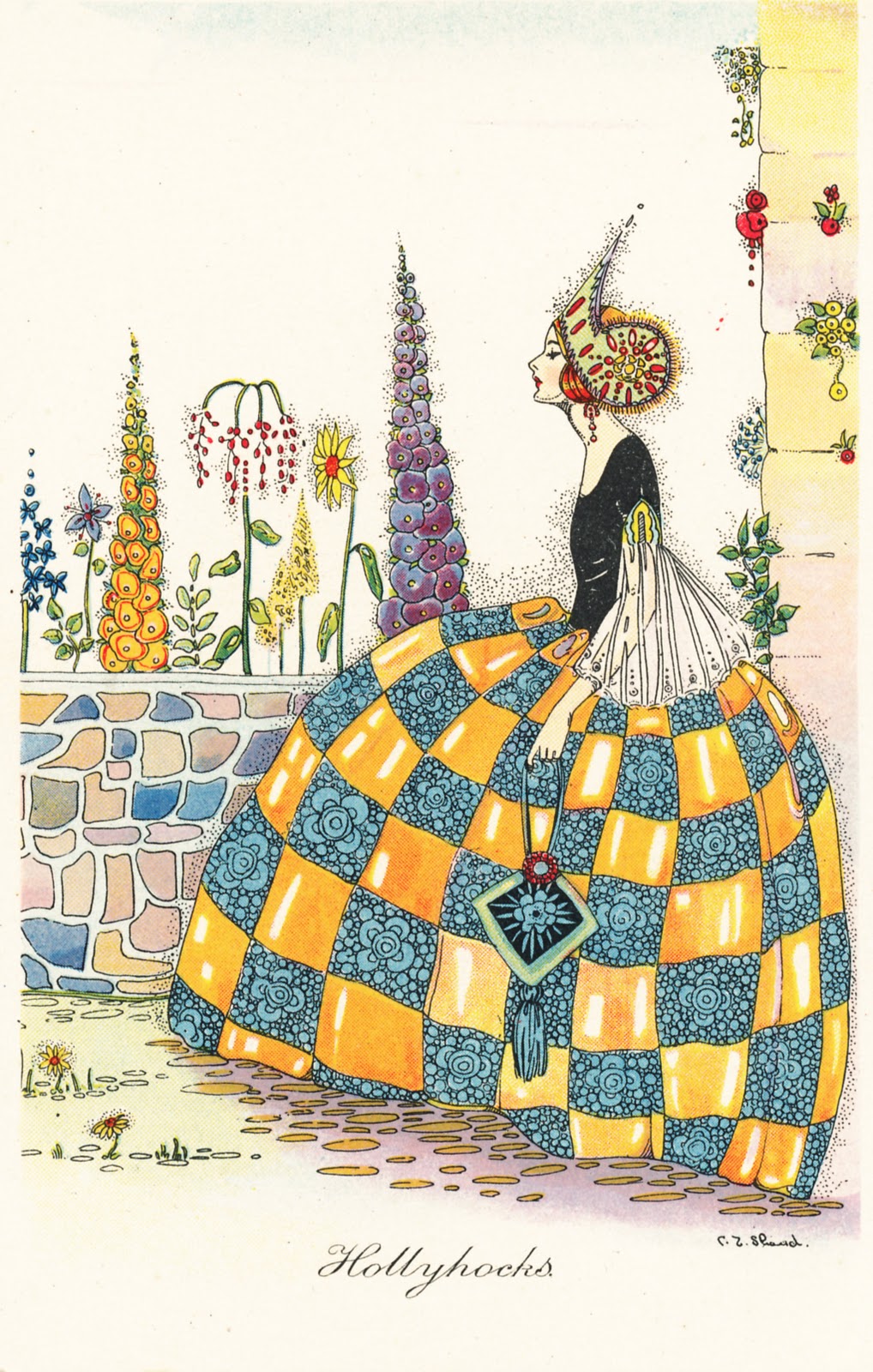 Collage Candy Art Deco postcards by C.E. Shand