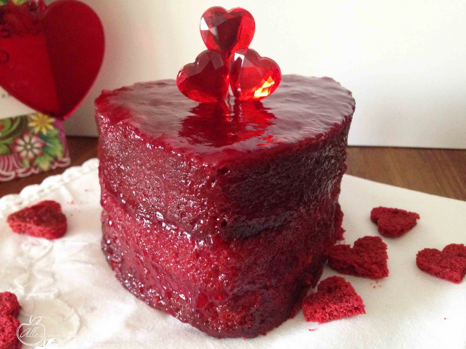 Red Velvet Cake oder simple gesagt “Roter Samt” Herzkuchen