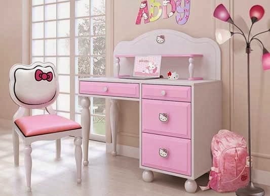 meja belajar anak hello kitty