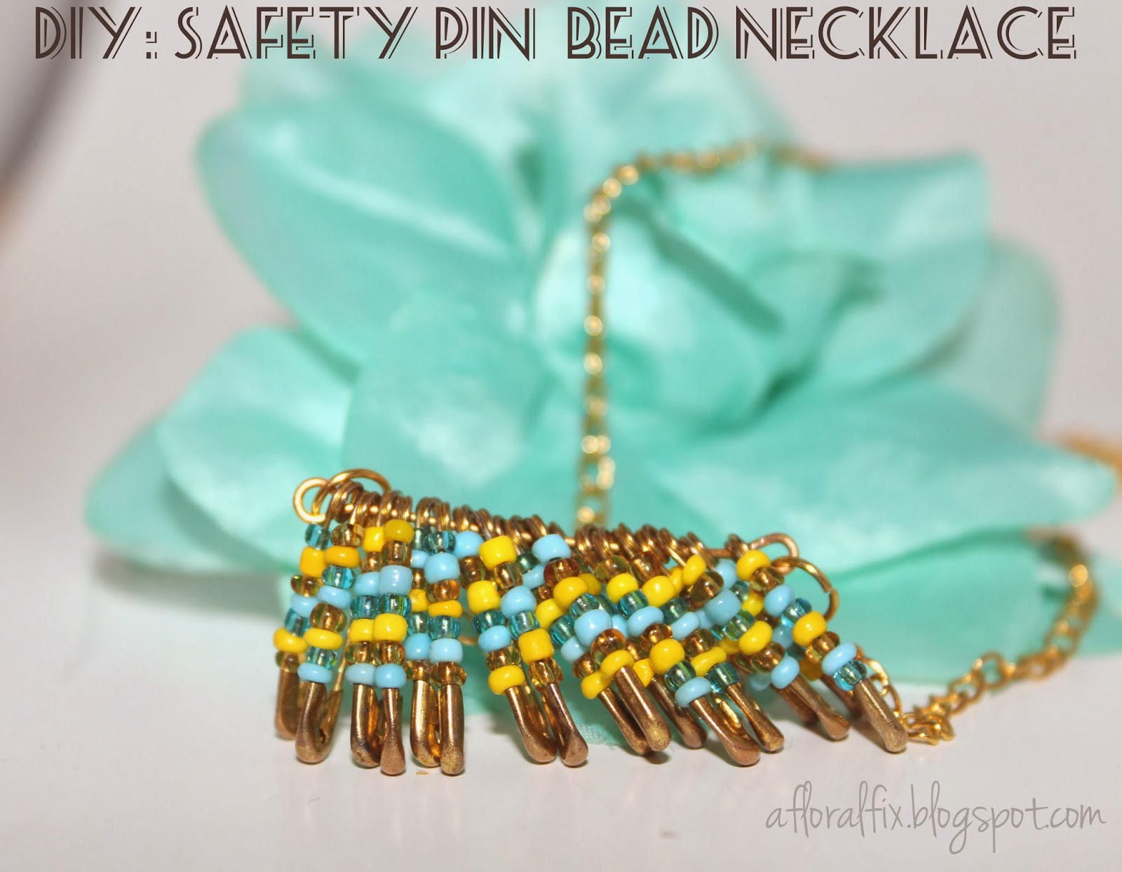 A Floral Fix DIY Safety Pin + Bead Necklace