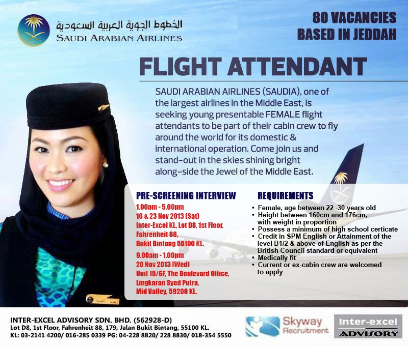 Inter Excel Malaysia Airline Training Placement Centre Saudi Arabian Airlines Cabin Crew Interview In Kl 2013
