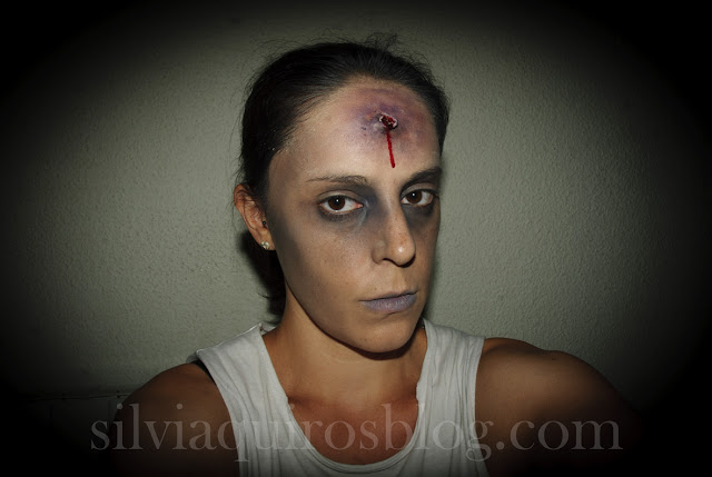 Maquillaje Halloween 7: Disparo en la frente, Halloween Make-up 7: Shot on the forehead, efectos especiales, special effects, Silvia Quirós