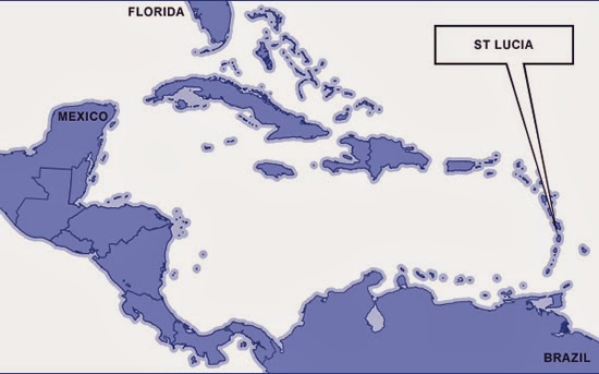 St Lucia on the map St Lucia on the map