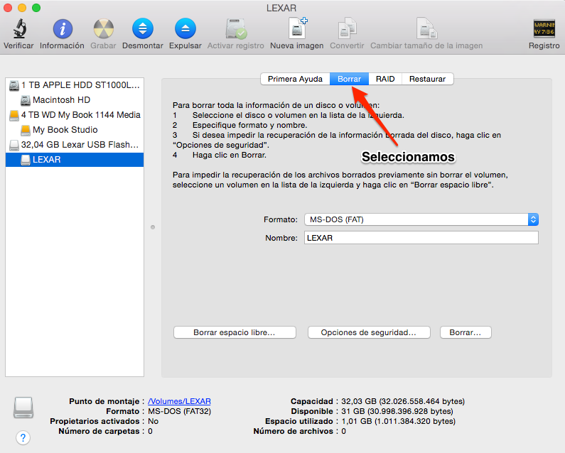 Tutorial para formatear una Unidad de Disco o un USB en Mac