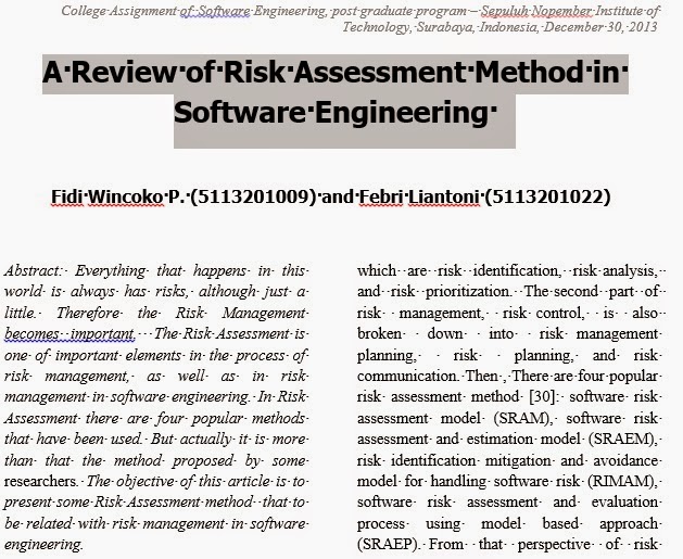 A Review of Risk Assessment Method in Software Engineering Attractive