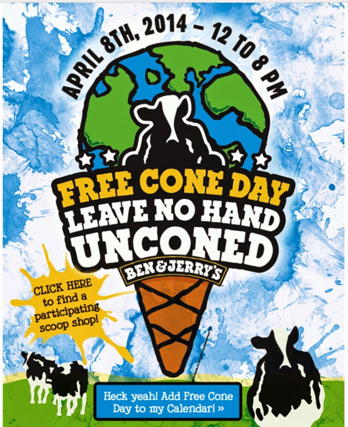 FREE IS MY LIFE FREE Cone Day at Ben & Jerry's on 4/8 Noon8pm