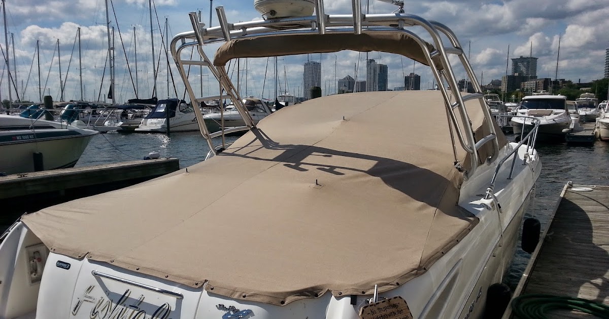 Homestyle Custom Upholstery and Awning Custom Tan Canvas Boat Cover