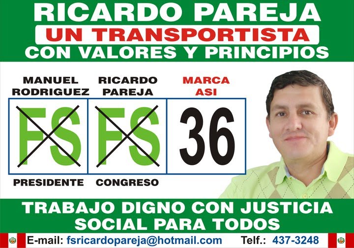 Ricardo Pareja al Congreso con el Nro. 36 Fuerza Social