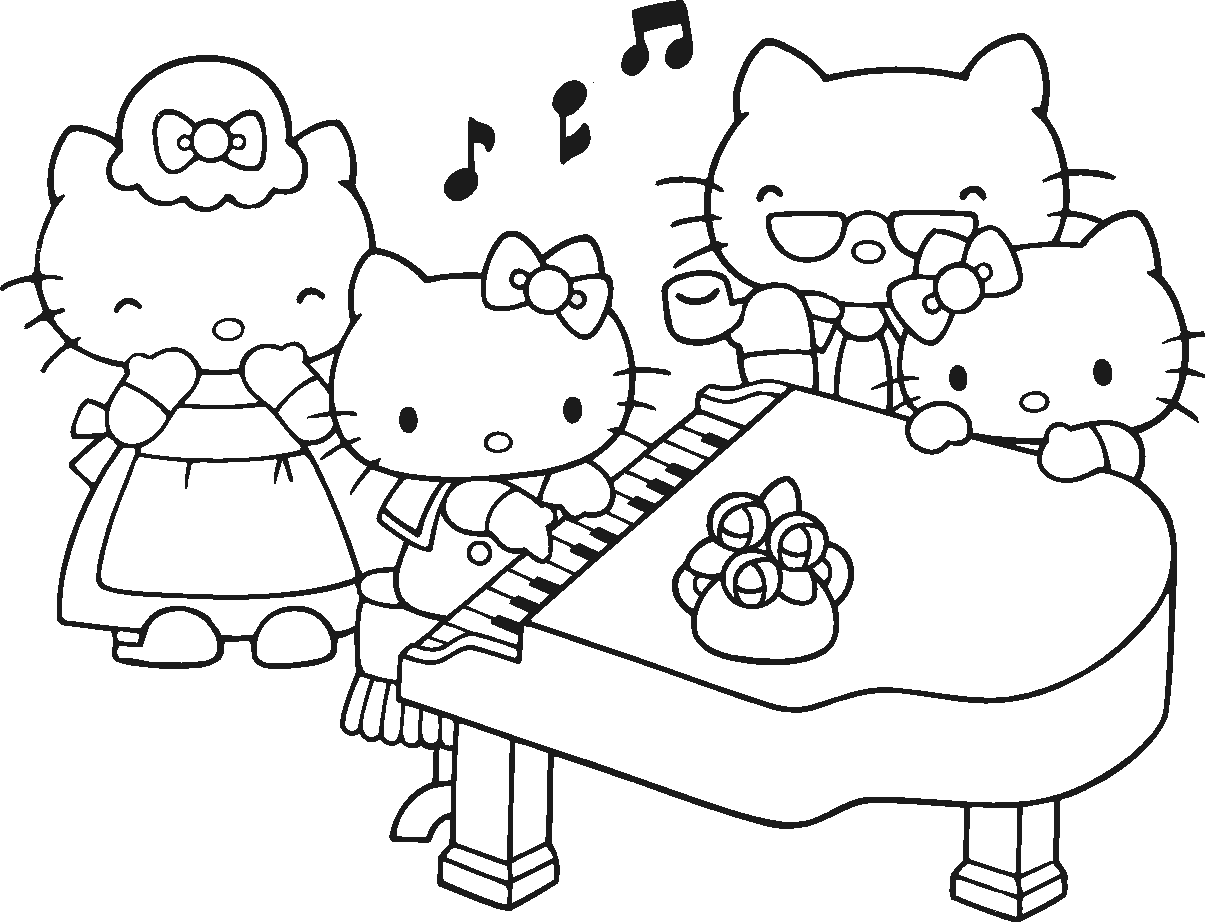 Thanksgiving Hello Kitty - Free Coloring Pages
