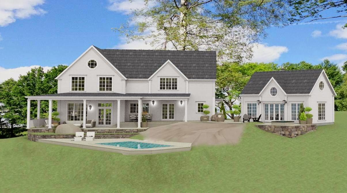 Den vita drömgården: new england inspirerad villa med gästhus