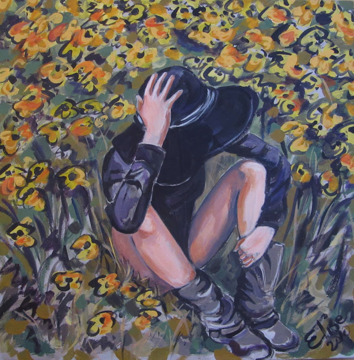 PAINTING-BLACK-EYED SUSAN  Acrylic on canvas-20x20