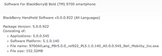 Firmware Update OS 5.0.0.545 for BlackBerry Bold 9700 via Bell Mobility