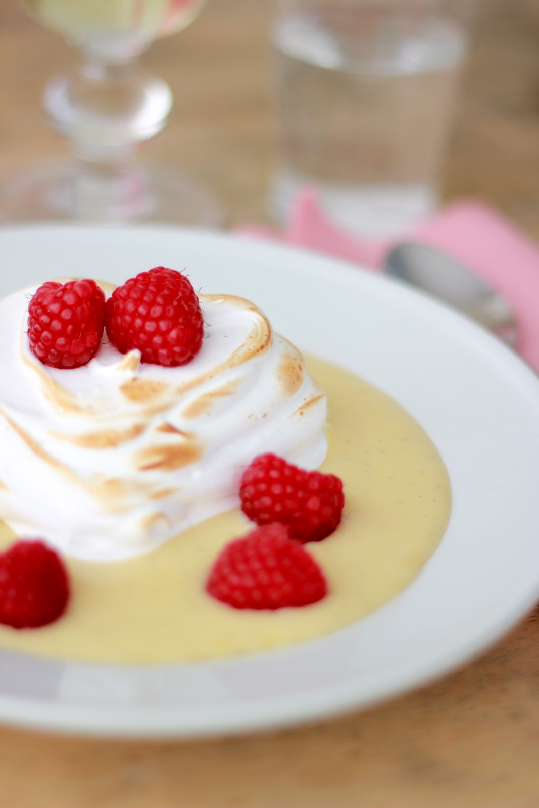 Jenny Steffens Hobick Meringues on Warm Vanilla Bean Custard with
