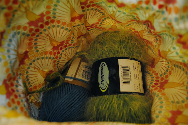 in color order drawstring bag full of yarn