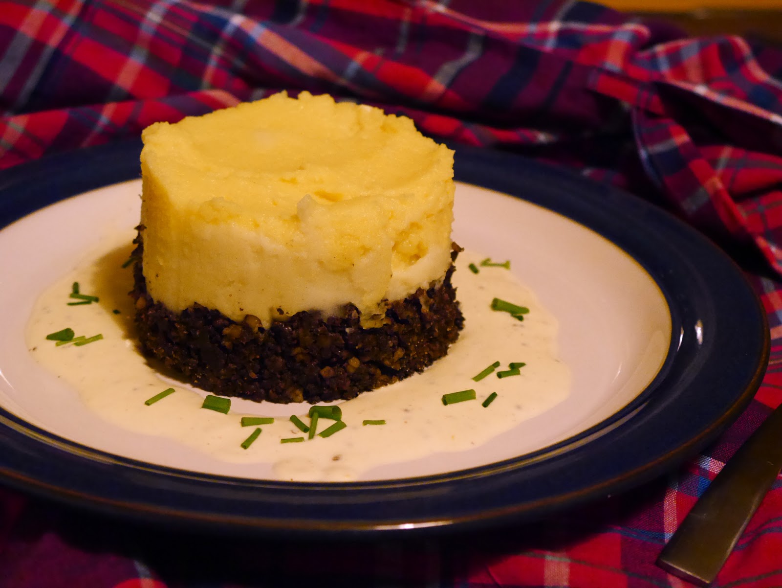 A tower of haggis, neeps and tatties for Burns Night