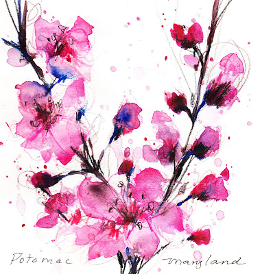 Consider a watercolor type cherry blossom for your wedding invitation