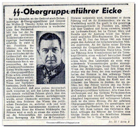 Death notice Theodor Eicke killed 1943  Russia 