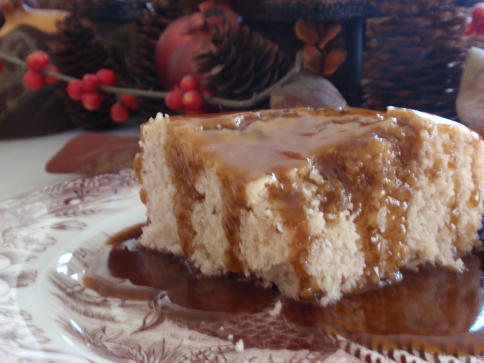 Pumpkin Nog Snack Cake with Sticky Molasses Sauce