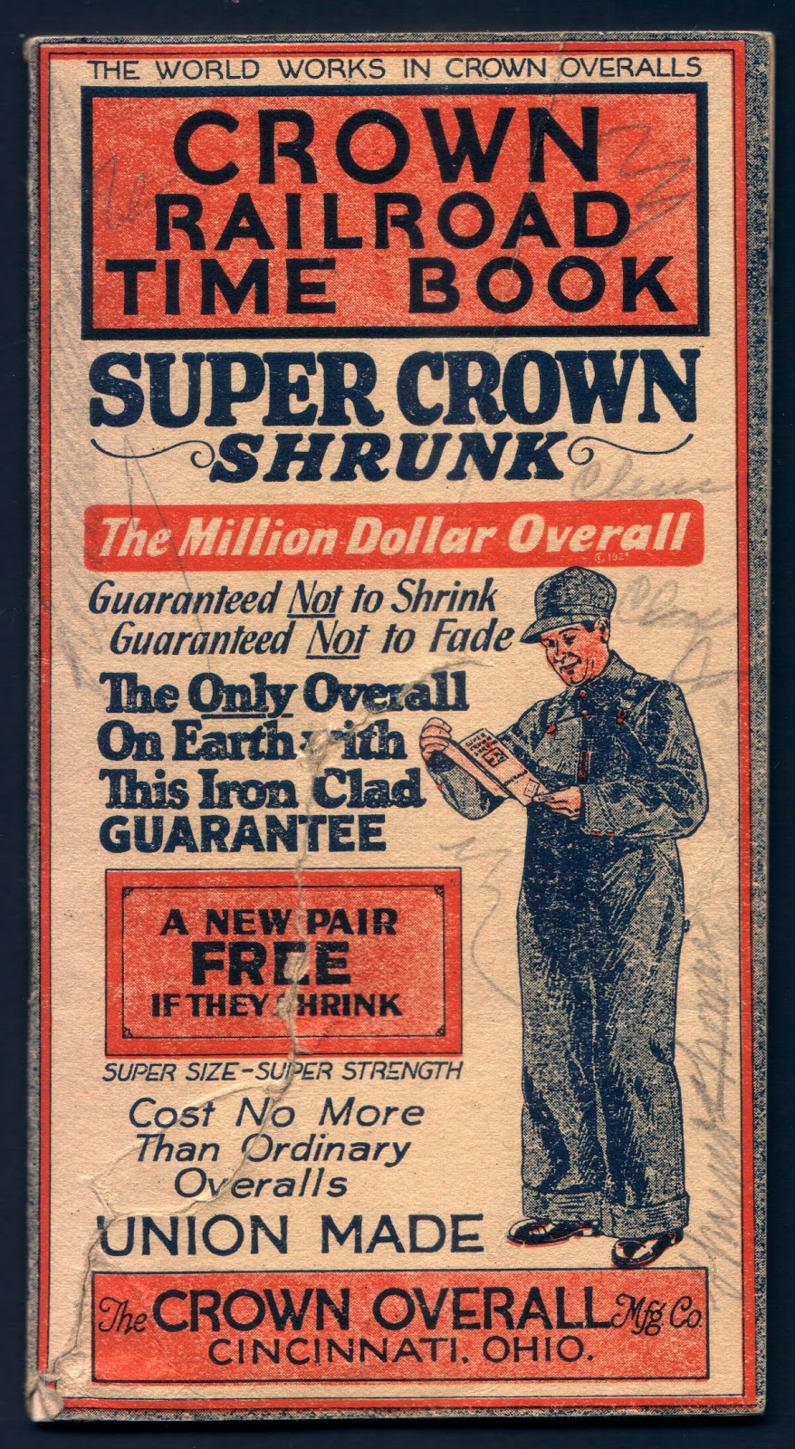 UnionMade 192526 Crown Overalls Railroad Time Book