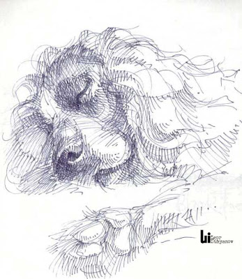 dog drawing by Igor Lukyanov (cross-hatching) 