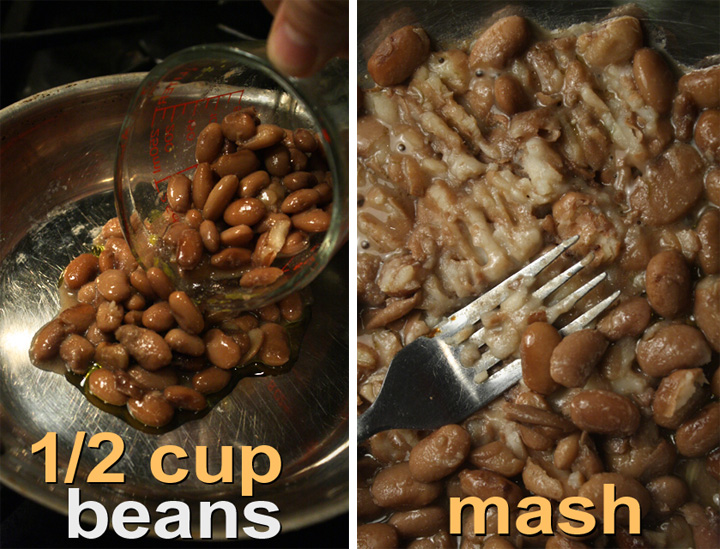 The 99 Cent Chef Scrambled Eggs and Refried Beans