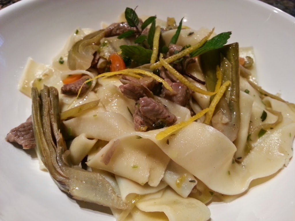 cucinamore Pappardelle with Lamb, Artichoke, Lemon and Mint