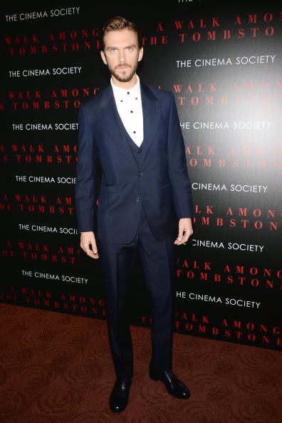Dan Stevens wears Thom Sweeney suits to screening of A Walk Among the Tombstones and The Guest in New York