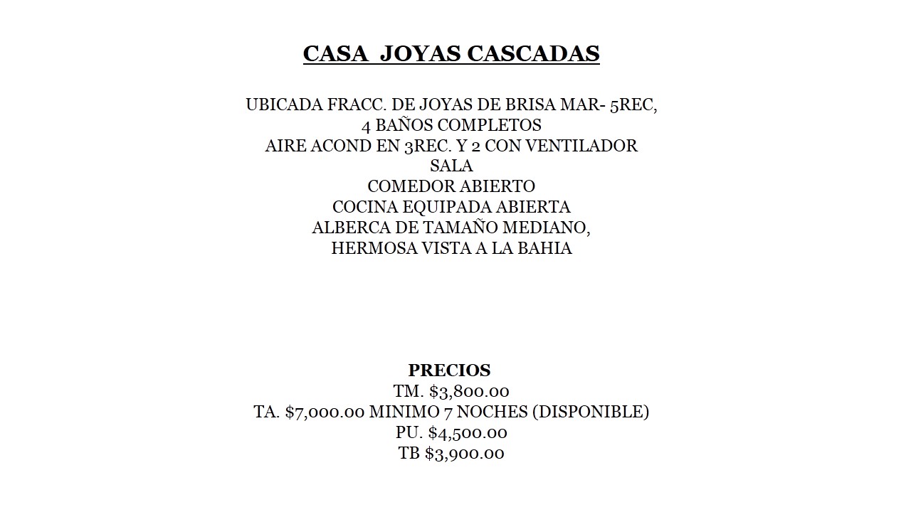 CASA  JOYAS CASCADAS